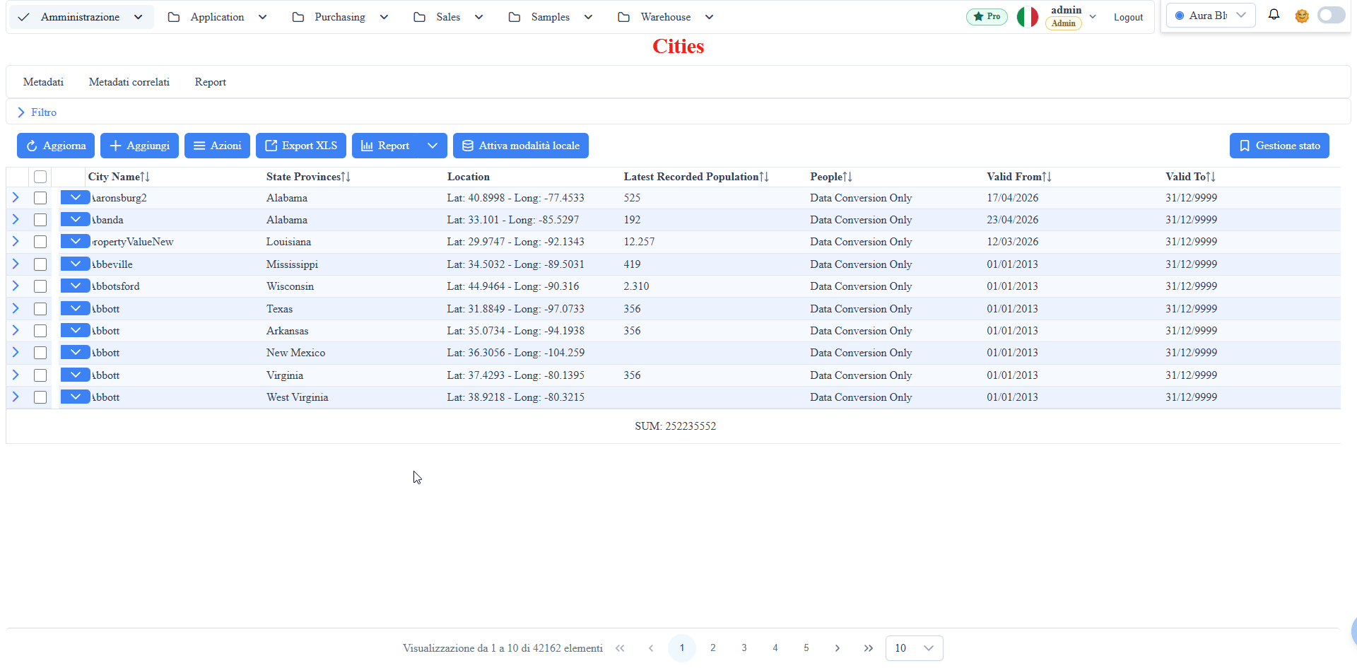 Report designer — embedded Stimulsoft designer in the browser, drag fields onto the canvas, preview on real data